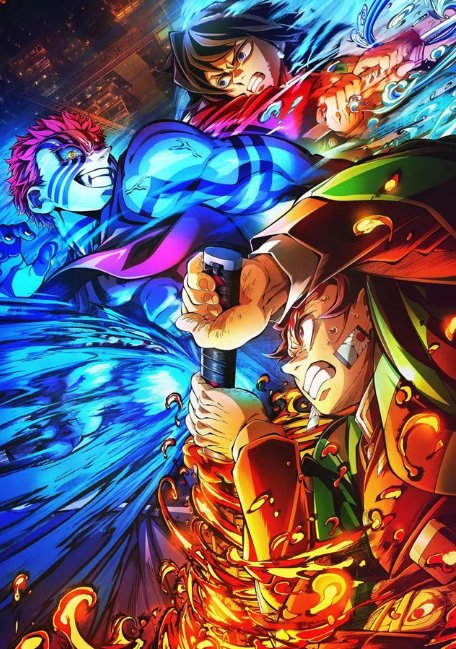 Tanjiro dan Pilar Air Giyu Tomioka berhadapan dengan Akaza, Iblis Bulan Atas 2 di Demon Slayer Infinity Castle