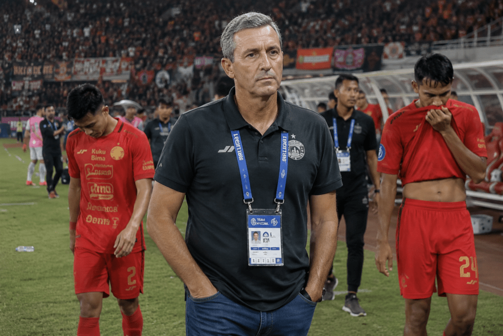 Carlos Souza saat memimpin Persija dalam pertandingan Liga 1.